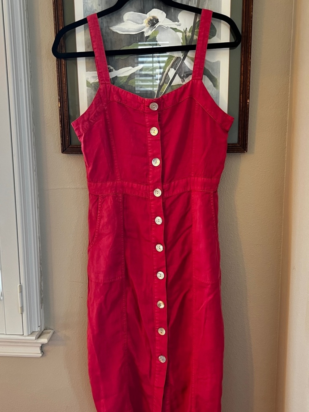 lovestitch Red Button-Front Midi Dress
